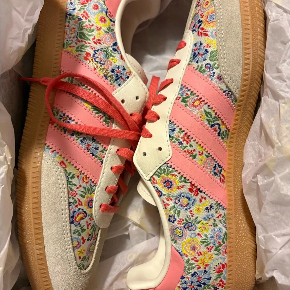 Adidas Kids Floral Sneakers - Pink and Cream - Picture 3 of 6